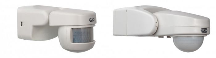 ELKO bevegelsessensorer til utebruk detekterer bevegelige varmekilder og slår på for eksempel en utelampe. Her er modeller for 360º og 120º.
